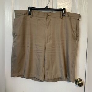 Grand Slam Mens Khaki Performance Golf Shorts Size 42 Tan Polyester Herringbone